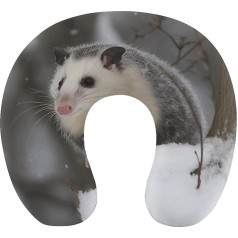 YKUDBN Ceļojumu spilvens, Possum in Snow Print U-veida ceļojumu spilvens Kakla spilvens Ceļojumu kakla spilvens Ceļojumu kakla spilvens Pārnēsājams spilvens Universāls ceļojumu spilvens