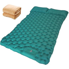 Fiskr Double Sleeping Pad for Camping 4 collu īpaši biezs piepūšamais guļamvieta ar spilvenu iebūvētu kāju sūkni Pārnēsājams ultraviegls kempinga matracis mugursoma pārgājieniem ceļojumu teltī (zils)