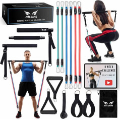 FITI DARE Portable Pilates Bar Set with Adjustable Resistance Band (25.30.35kg) | Home Workout Equipment for Men and Women of All Sizes Strength Fitness Bands Set Outdoor Full Body Exercise Gym