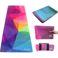 Plyopic Travel Yoga Mat - salokāms 3-in-1 paklājs/jogas dvielis/ higiēnas paklājs. Sviedru uzsūcoša virsma un neslīdoša gumijas pamatne. Jogai, jogai, pilatesam, vingrinājumiem un fitnesam.