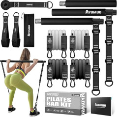 Pilates Bar, Pilates Bar Kit with Resistance Bands, Adjustable Multifunctional Pilates Workout Equipment for Men & Women, Portable Home Gym Pilates Equipment for Full Body Exercises