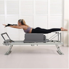 DUBEI Salokāms daudzfunkcionāls pilates reformators, Pilates jogas vingrinājumu fitnesa profesionālais aprīkojums, pārnēsājama pilates pamatgulta sporta zālē / mājās