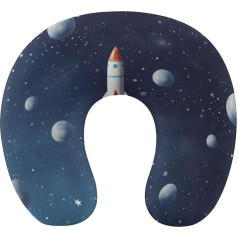 WYUSPGK Ceļojumu spilvens, Rocket in Space Print kakla spilvens U-veida spilvens Ceļojumu kakla spilvens Memory Foam Pillow Airplane Pillow Portable Pillow Portable Pillow