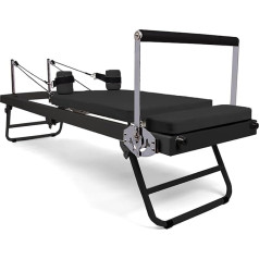 RNQZ Pilates Reformer mašīna mājai, salokāma Pilates Reformer mašīna, mājas lietošanas aprīkojums, salokāma Pilates Reformer mašīna ar atsperēm, melna krāsa