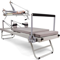 Regulējama intensitāte Pilates Reformer Machine for Home | Salokāmā gulta spēka treniņu jogas vingrinājumu iekārtām | Ķermeņa izturības uzlabošana, stiepšanās, līdzsvara uzlabošana | Treniņu vingrinājumi Reformeram