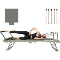 WINDFOOT Salokāms Pilates trenažieris mājās un sporta zālē, Pilates trenažieris ar tramplīnu un 5 krāsainām auklām, līdz 136 kg kravnesība