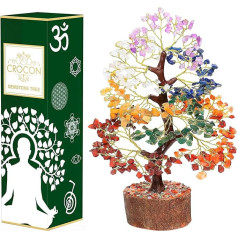 7 Čakru kristāla dzīvības koks - roku darbs Feng Shui Bonsai, piesaistīt labu veiksmi - dārgakmens koks, mājas apdares kristāli - septiņu čakru koks pozitīvai enerģijai, meditācijas piederumi, naudas koka dāvana