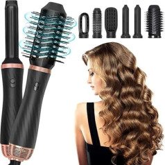 TGKYK 6 in 1 Hairstyler, 1000 W siltā gaisa suku komplekts, daudzfunkcionāla matu žāvētāja birste, rotējoša, matu žāvētāja birste, apaļa birste žāvētājs matu veidošanai un taisnošanai, matu sukāšanai salonā