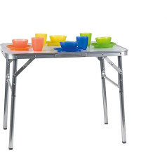 Alumīnija saliekamais kempinga galds 75 x 55 cm Dārza galds Sānu galds Saliekamais piknika galds Saliekams un regulējams augstums, A, sudraba krāsā