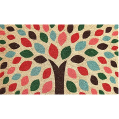 Coco&Coir Viss īsumā Premium kokosriekstu paklājs kokosriekstu paklājs ar neslīdošo PVC kājslauķi ieejas zonai izmantošanai ārpus telpām un iekštelpās 45 x 75 cm Zen Tree