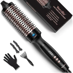 Terviiix Hot Brush Ceramic Tourmaline Ion Curling Iron Brush, 38 mm termiskā birste, karstā apaļā birste sakņu apjomam un vaļīgām cirtām, digitālais displejs, 5 temperatūras, birstes tilpums, dubultais spriegojums