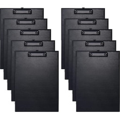 COSHEHHKG Clipboard A4 PU Clipboard komplekts Standarta izmērs 9 x 13,2 collas Rakstāmgalds ar metāla klipšiem Melns Clipboard biroja skolai Piezīmes Zīmēšanas veidlapas izvēlnes 10 Pack