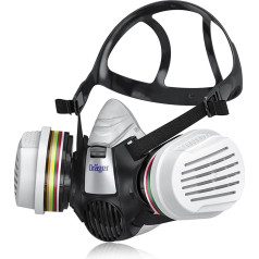 Dräger X-plore 3300 ar ABEK1 Hg P3 kombinēto filtru Respiratora maska Pusmaska ķīmiskajam darbam Gāzes maska pret gāzēm tvaikiem Smalkām putekļu daļiņām Dažādu izmēru putekļu maska