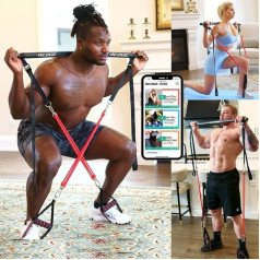 Redge Fit Complete Portable Training Set for Home I Resistance Bands All From Beginners to Top Athletes Foldable Bar with Resistance Bands Full Body Workouts to