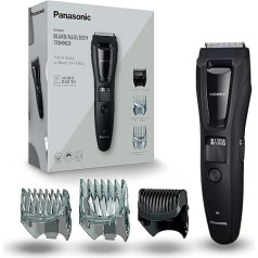 Panasonic ER-GB61-K503 Vīriešu bārdas un galvas trimmeris 3 in 1 ar uzlādējamu nerūsējošā tērauda akumulatoru Ilgstošs akumulatora darbības laiks 39 iestatījumi 3 piederumi iekļauti komplektā melns/sudrabots