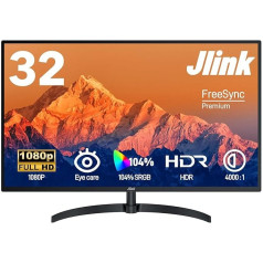 Jlink Computer Monitor 32 Inches, FHD 1920 x 1080P, 60Hz, 104% sRGB Display with HDMI VGA 3.5 mm Audio, HDR, VA Screen with Freesync, Tilt, VESA Mounting