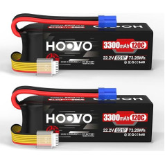 HOOVO 6S Lipo akumulators 3300 mAh 120C 22.2 V RC akumulators ar EC5 savienotāju, mīksts apvalks RC automašīnām, lidmašīnām, laivām, kravas automašīnām, droniem, FPV, hobijiem (2 gab.)