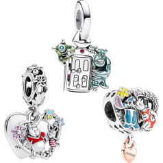 RMMY Šarm piekariņš S925 Sterling Silver Spacers Cat Dog Friend Love Heart Dangle Beads Bracelet Necklace Mātes diena Dzimšanas diena Juvelierizstrādājumi Dāvanas sievietēm