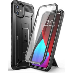 SUPCASE Āra korpuss iPhone 12 Mini (5,4 collu) mobilajam tālrunim 360 grādu aizsargvāciņš [Unicorn Beetle Pro] ar ekrāna aizsargu 2020, melns