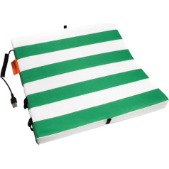 Heated battery seat cushion for outdoor activities, balcony, park bench & camping. Foldable & portable water & dirt resistant with overheating protection & USB connection.