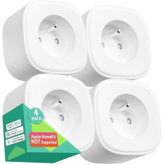 Meross WiFi WiFi kontaktligzda (E tipa) viedā kontaktligzda, kas saderīga ar Alexa, Google Home un SmartThings 4 Pack Franču kontaktligzda, programmējama ar tālvadības pulti