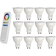 LIGHTEU®, 12x 4W GU10 RGB + CCT LED prožektoru krāsu maiņa un CCT WW CW temperatūras regulēšana Oriģinālā Mi-Light spuldze ar 8 zonu tālvadību (12x FUT103 + FUT089)