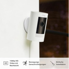 Ring āra kamera (Ring Stick Up Cam Plug-In), balta, darbojas ar Alexa + jauno Echo Show 5 (3. paaudzes) | Antracīts - Smart Home Starter Pack