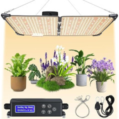 TRUMPETS LED augšanas lampa, 120 W augu lampa, LED, pilna spektra, aptumšojama, IP65 ūdensnecaurlaidīga, laikierobežojoša augu lampa, LED augšanas gaisma, augšanas lampa telpaugiem, dārzeņiem, puķēm, piemērota 120 x 120 cm augšanai.