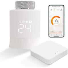 KETOTEK Smart Radiatoru termostats WiFi, Zigbee termostats apkurei ar centrmezglu, programmējams apkures termostats Apkures kontrolieris radiatoriem, izmantojot lietotni, Alexa, Google Assistant, ietaupa enerģiju