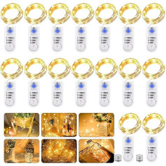 GAOUTO Pack of 16 2 m 20 LED Fairy Lights Battery with Timer, LED Micro Battery Operated Copper Wire Fairy Lights Christmas Lighting for Room, Indoor, Christmas, Outdoor, Party, Wedding, DIY