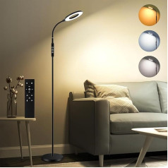 Oraymin LED grīdas lampa dzīvojamā istaba 12 W, LED lasīšanas lampa gultai ar tālvadības pulti, 1H taimeris un atmiņas funkcija, 360° regulējama grīdas lampa ar 3 krāsu temperatūrām, grīdas lampas guļamistabai,