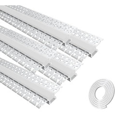 LED drywall profils, 5 x 1 m liekts alumīnija profils LED lentēm, elastīgs drywall alumīnija LED profils, LED lentes profili ar garu silikona difuzoru