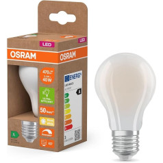 OSRAM Energy Class Classic LED spuldze 2,2 W / 470 lm / EEK A Silti balta (2700 K) CRI 80 Matēts bezsvina stikls E27 ar IP20 60 mm DM Dimmable Pack of 6