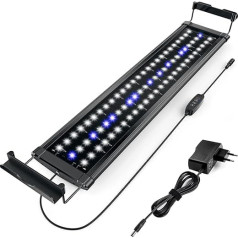 Honpal LED akvārija apgaismojums, akvārija apgaismojums zivīm un augiem, 10 W balts un zils 40-60 cm akvārijam, akvārija lampa, zivju tvertnes apgaismojums ar pagarināmiem kronšteiniem