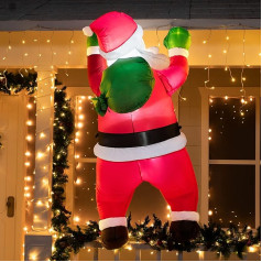 Joiedomi 1.65 m / 5.5 ft Large Christmas Inflatable Hanging Santa with Gift Bag Decorations, Blow Up Climbing Santa with Build-in LED for Xmas Party, Outdoor, Lawn Winter Decoration