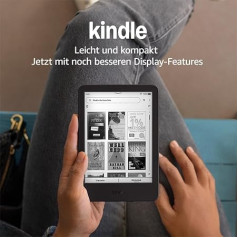 Jaunais Amazon Kindle (16 GB) - Vieglākais un kompaktākais Kindle ar neapžilbinošu displeju, ātrāku lapu pāršķiršanu, regulējamu priekšējo apgaismojumu un ilgu akumulatora darbības laiku - bez reklāmām - melns