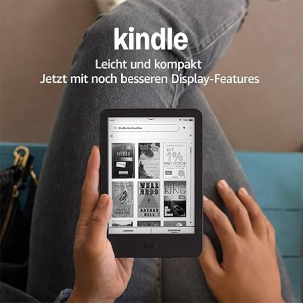 Jaunais Amazon Kindle (16 GB) - Vieglākais un kompaktākais Kindle ar neapžilbinošu displeju, ātrāku lapu pāršķiršanu, regulējamu priekšējo apgaismojumu un ilgu akumulatora darbības laiku - bez reklāmām - melns