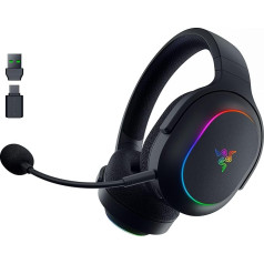 Razer Barracuda X Chroma bezvadu daudzplatformu spēļu austiņas ar 6 zonām Chroma RGB (SmartSwitch Hyperspeed un Bluetooth, 40 mm draiveris, noņemams HyperClear kardioīdais mikrofons) Black