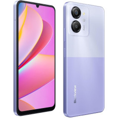 Blackview Color 8 viedtālrunis bez līguma, 16 GB + 128 GB, 6,75 collu FHD+ 90 Hz, 50 MP + 8 MP kamera, 6000 mAh akumulators, trīs karšu slots, Android 13 mobilais tālrunis, Smart-K Box skaļrunis, GPS, violets