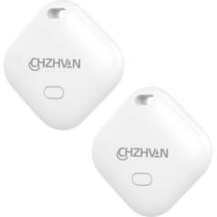 CHZHVAN Atslēgu meklētājs Key Finder, Bluetooth priekšmetu meklētājs, saderīgs ar Apple Where Is App (tikai iOS), atslēgām, bagāžai, čemodānam, mājdzīvniekiem, makiem, ūdensizturīgs, nomaināma baterija, 2 gab., balts