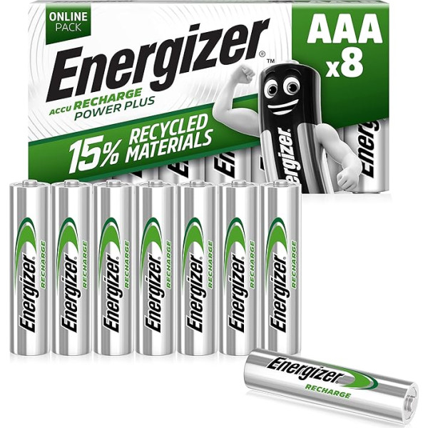 Energizer AAA uzlādējamās baterijas 8 Pack Recharge Power Plus Amazon Exclusive