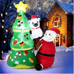 LYtech Inflatable Christmas Decoration Outdoor Indoor with LED Lights, 6 ft / 180 cm Inflatable Christmas Tree with Santa Claus Polar Bear Inflatable Christmas Decoration Christmas Decorations for