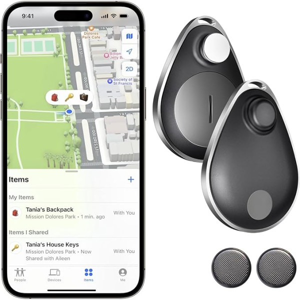 Utag GPS tracker Hidden 2 Pack, Bluetooth tracker darbojas ar Apple Find My (tikai iOS), pazaudēšanas režīms, nav ikmēneša dalības maksas, piemērots apģērbiem, mugursomai, atslēgām