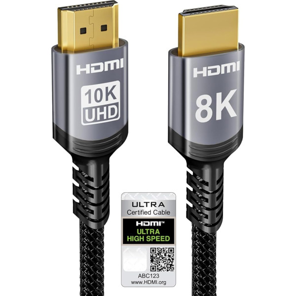 Sniokco 10K 8K 4K sertificēts HDMI kabelis 48Gbps 3 metri, īpaši ātrdarbīgs HDMI® kabelis, alumīnijs 4K @ 120Hz 10K 8K @ 60Hz, DTS:X, HDCP 2.2 & 2.3, eARC HDR 10, saderīgs ar PS5/Blu-ray/Roku TV
