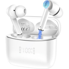 Bluetooth austiņas, bezvadu Bluetooth 5.3 In-Ear austiņas ar 4 ENC mikrofonu, bezvadu austiņas Deep Bass Wireless Earbuds 40 Hours, IP7 ūdensizturīgas austiņas LED displejs/USB-C (White)