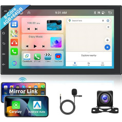 Hodozzy Android 13 Auto radio, 8 kodolu Double Din 4GB + 64GB, 7 collu IPS skārienjūtīgais ekrāns Auto radio ar ekrānu DSP Navi Carplay Android Auto spoguļa saite WiFi Bluetooth FM RDS Radio 2 DIN Mājaslapa Pielāgota versija