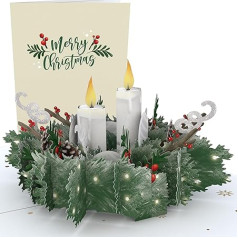 Lovepop® Christmas Pop-Up Card 3D Candles Wreath Christmas Card Premium with Hidden Compartment for Money Gifts and Vouchers Includes Envelope Extendable Note