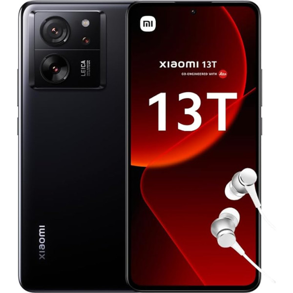 Xiaomi 13T viedtālrunis + tālrunis, 8+256GB Handy ohne Vertrag, 144Hz AMOLED displejs, 5000mAh, 67W Turboladen, Leica Profi-Objektiv, melns (DE versija + 2 gadu garantija)