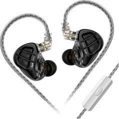 KZ ZAR HiFi In-Ear monitori 1DD 7BA Hybrid Driver In-Ear austiņas IEM ar sudrabotu noņemamu 2PIN kabeli mūziķiem, dziedātājiem, audiofilam (ar mikrofonu)