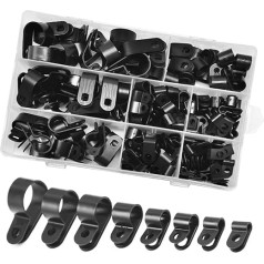 GOSHUNG 160 Stück R Drahtklemmen, Serie R-Typ, Befestigungsschnur, Kabelklemme, 8 Größen, 1/8 Zoll, 3/16 Zoll, 1/4 Zoll, 5/16 Zoll, 3/8 Zoll, 1/2 Zoll, 5/8 Zoll, 3/4 Zoll Kabelclips für